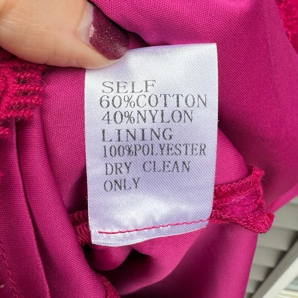 Tadashi Shoji size 14 Pink Embroidered Lace Overlay Knee Length Sheath Dress - Picture 14 of 14